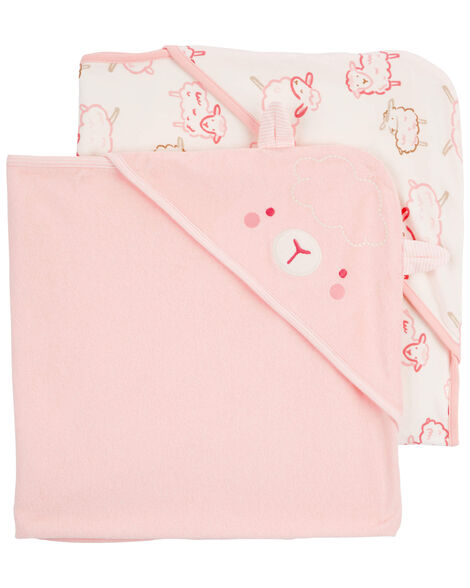 Carter's Towel Pink-Ivory Sheep Face