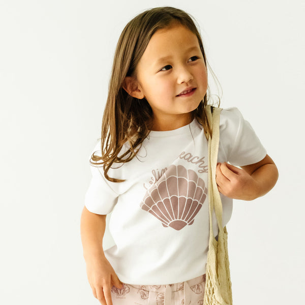 Makemake Organics Organic Girls Tee and Skort Outfit - Seashells