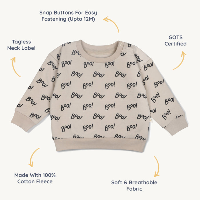 Makemake Organics Organic Fleece Sweatshirt - Boo