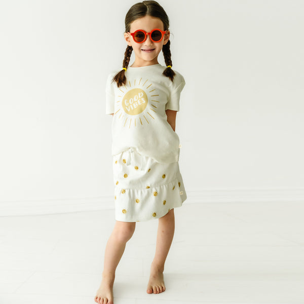 Makemake Organics Organic Girls Tee and Skort Outfit - Sunshine