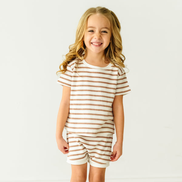 Makemake Organics Organic Baby Toddler Tee and  Shorties Set - Stripes