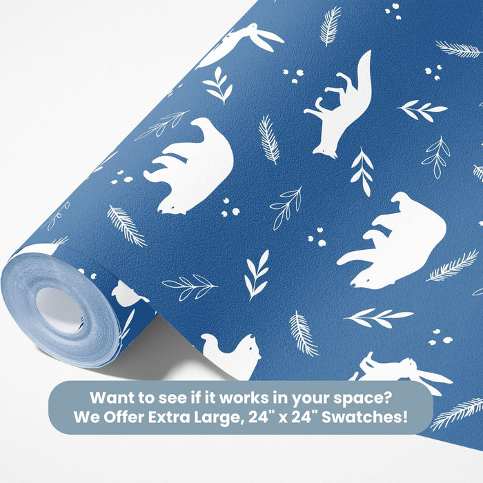 TeepeeJoy Animal Themed Nursery Wallpaper and Kids Room Wallpaper - Winter Wildlife Wonders