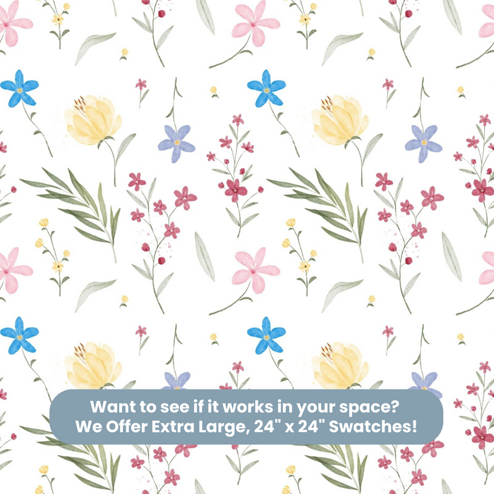 TeepeeJoy Flower Themed Nursery Wallpaper and Kids Room Wallpaper - Beaming Floras