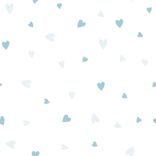 TeepeeJoy Hearts Wallpaper for Nursery and Kids Rooms - Blue Hearts