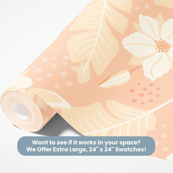 TeepeeJoy Flower Theme Nursery Wallpaper - Peach Petal Sprinkle