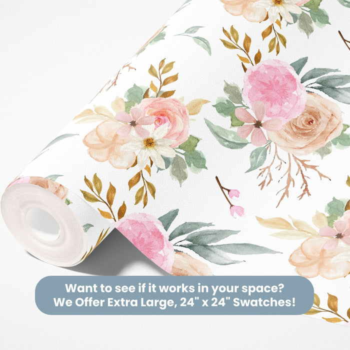 TeepeeJoy Flower Wallpaper for Nursery and Kids Rooms - Vintage Blossom Symphony