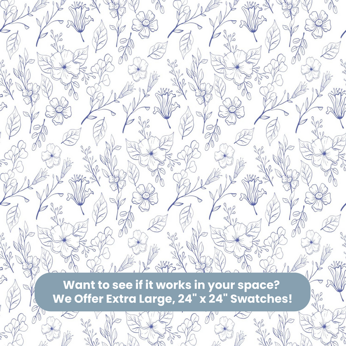 TeepeeJoy Floral Theme Wallpaper - Blue Blossoms