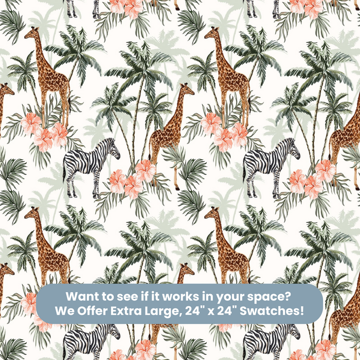 TeepeeJoy Giraffe Themed Wallpaper for Nursery and Kids Rooms - Looking Up