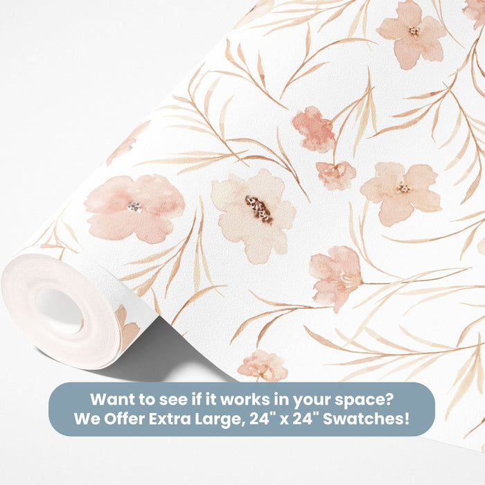 TeepeeJoy Flower Peel and Stick Wallpaper or Traditional Wallpaper - Ethereal Petal Cascade