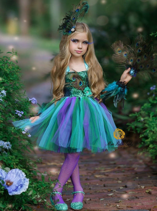 Mia Belle Girls Enchanted Peacock Fairy Tutu Costume Dress