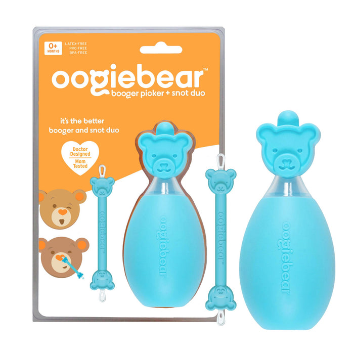 oogiebear the Bear Pair 2-in-1 Bulb Aspirator and Booger Picker Combo - Blue - 2pc