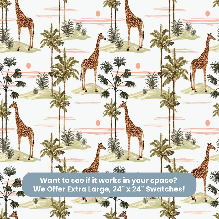 TeepeeJoy Giraffe Themed Nursery Wallpaper and Kids Room Wallpaper - Giraffe’s Paradise