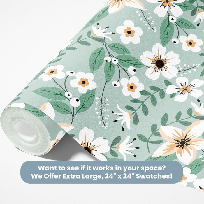 TeepeeJoy Flower Wallpaper for Nursery and Kids Rooms - Garden Gala