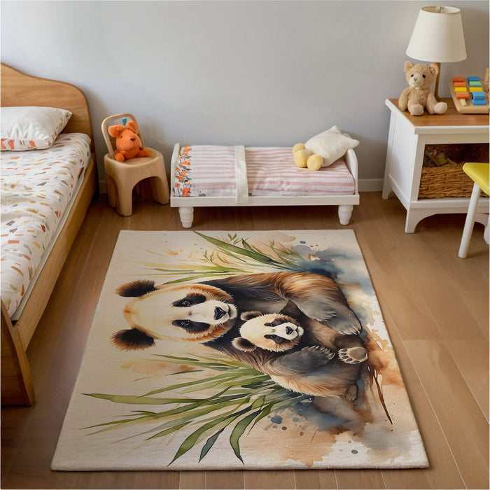 TeepeeJoy Nursery and Kids Panda Area Rug - Panda Hugs