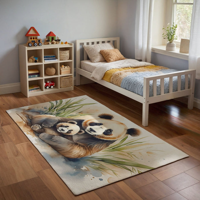 TeepeeJoy Nursery and Kids Panda Area Rug - Panda Hugs