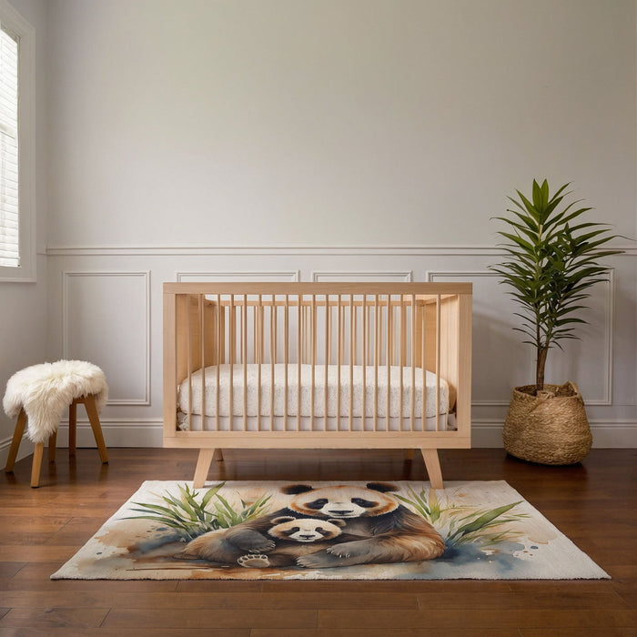 TeepeeJoy Nursery and Kids Panda Area Rug - Panda Hugs