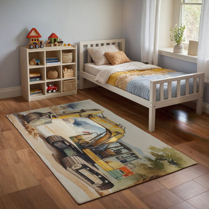 TeepeeJoy Kids and Nursery Construction Area Rug - Claw Commander