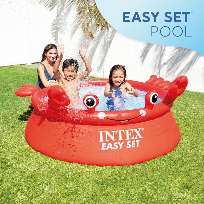 Intex 26100EH Happy Crab Easy Set 6ft x 20in Round Inflatable Ring Kiddie Pool