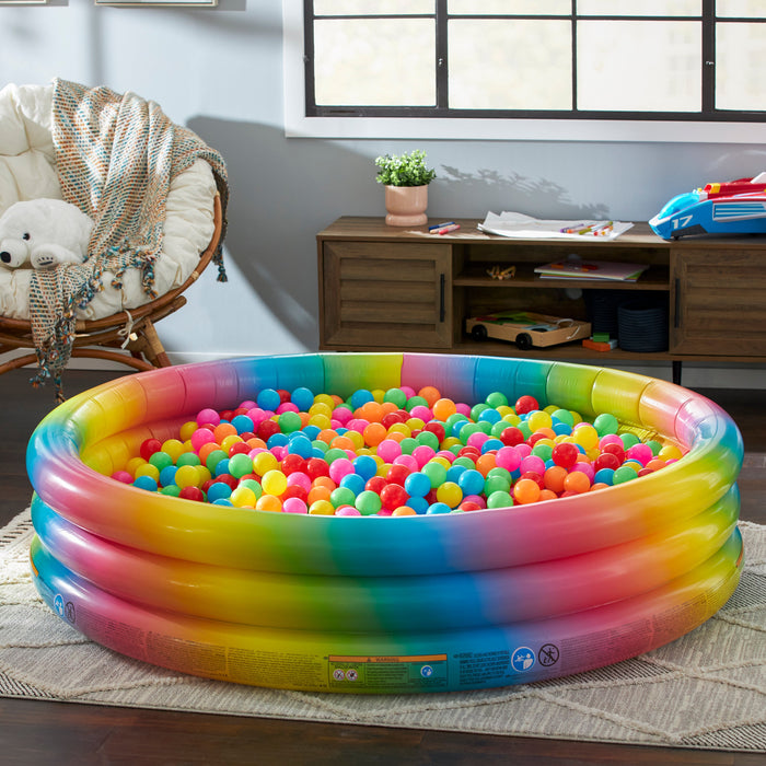 Intex Rainbow Ombre Inflatable Swimming Pool w/Multi-Colored Fun Ballz, 100 Pack