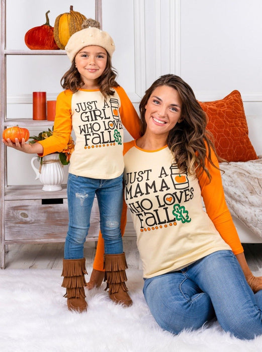 Mia Belle Girls Mommy and Me Loves Fall Raglan Top