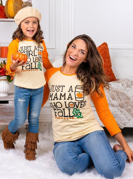 Mia Belle Girls Mommy and Me Loves Fall Raglan Top