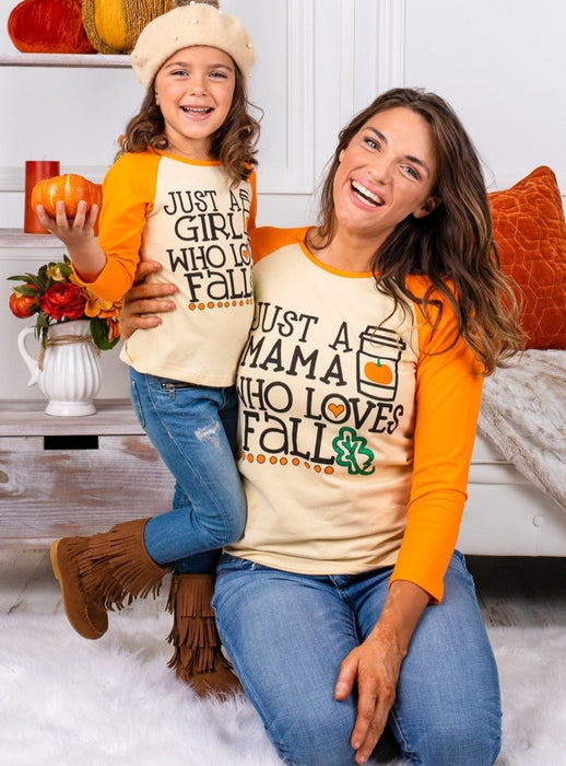 Mia Belle Girls Mommy and Me Loves Fall Raglan Top