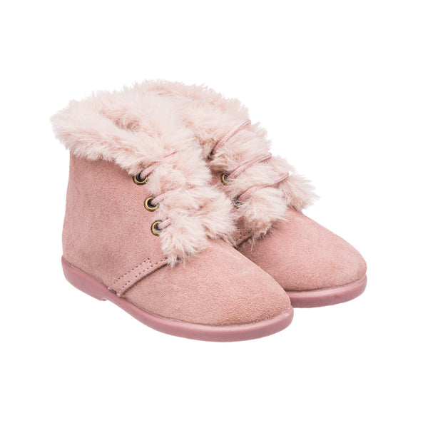 Elephantito Teddy Bootie with Laces Suede Pink