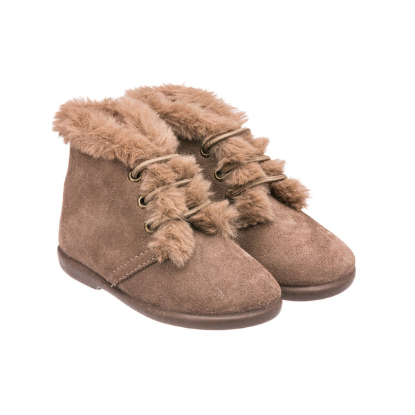 Elephantito Teddy Bootie with Laces Suede Mink