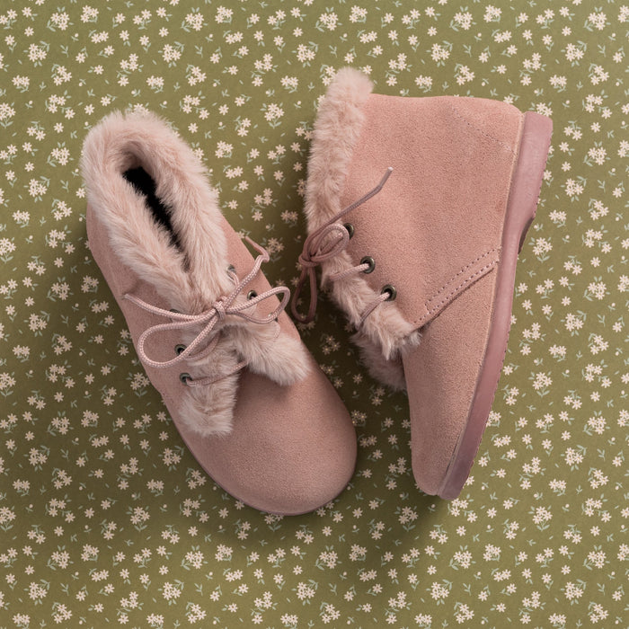 Elephantito Teddy Bootie with Laces Suede Pink