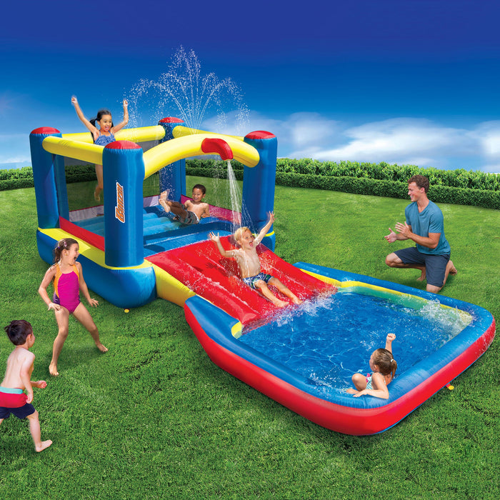 Banzai Bounce N Splash Outdoor Water Park Aquatic Activity Play Center w/ Slide