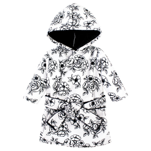 Hudson Baby Mink with Faux Fur Lining Pool and Beach Robe Cover-ups, Black Toile