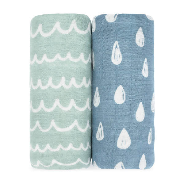 Comfy Cubs Muslin Swaddle Blanket, 2 Pack - Rain & Doodle