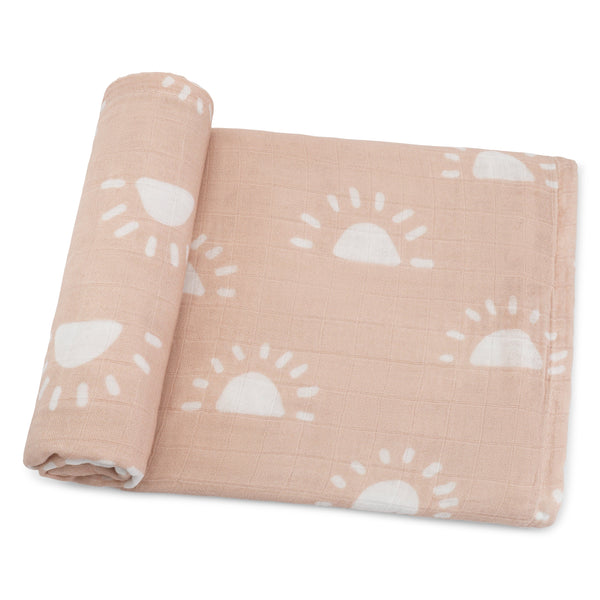 Comfy Cubs Muslin Swaddle Blanket, 1 Pack - Blush Sun