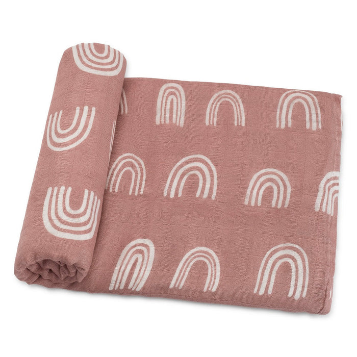Comfy Cubs Muslin Swaddle Blanket, 1 Pack - Mauve Rainbow