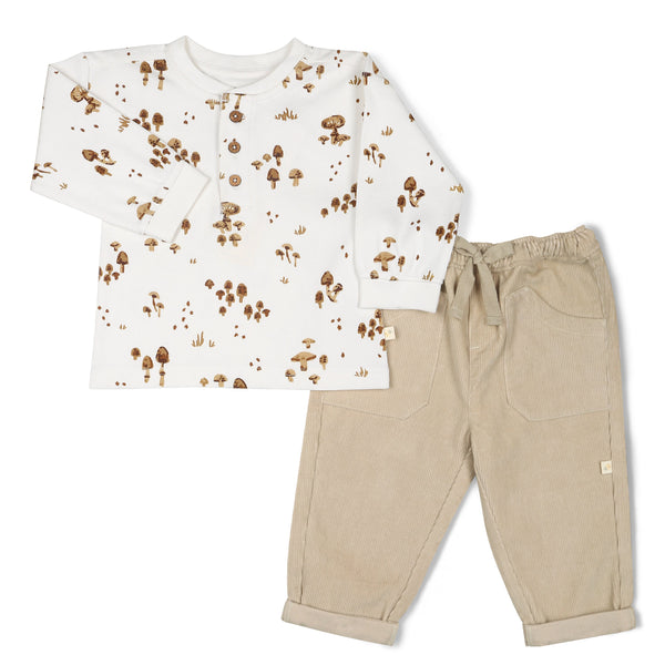 Makemake Organics Organic Tee and Corduroy Pant Set - Oat