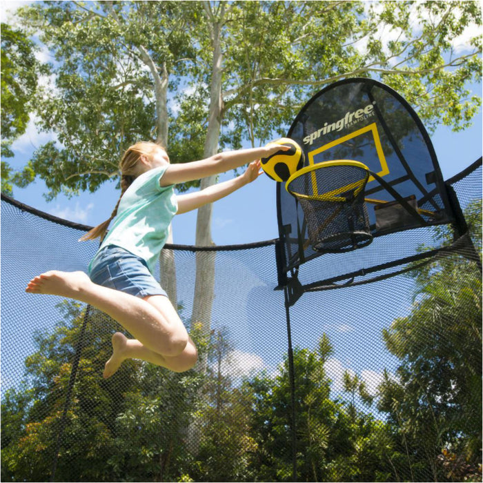 Springfree Trampoline Kids Oval 8 x 13 Ft Trampoline & FlexrHoop Basketball Game