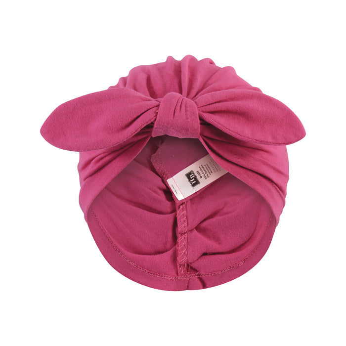 Hudson Baby Infant Girl Turban Cotton Headwraps, Pink Navy Floral, One Size