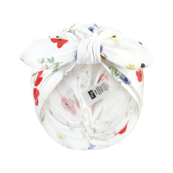 Hudson Baby Infant Girl Turban Cotton Headwraps, Wildflower, One Size