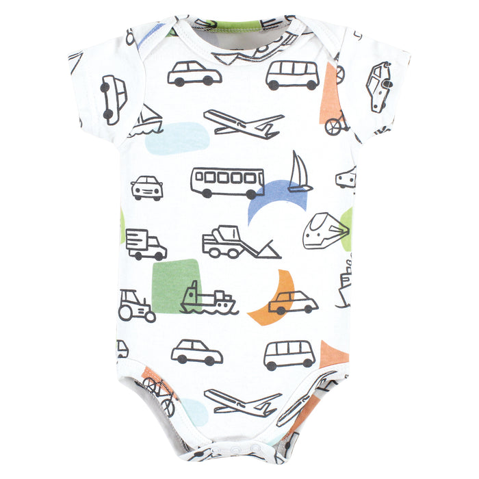 Hudson Baby 5-Pack Cotton Bodysuits, Fun Transportation