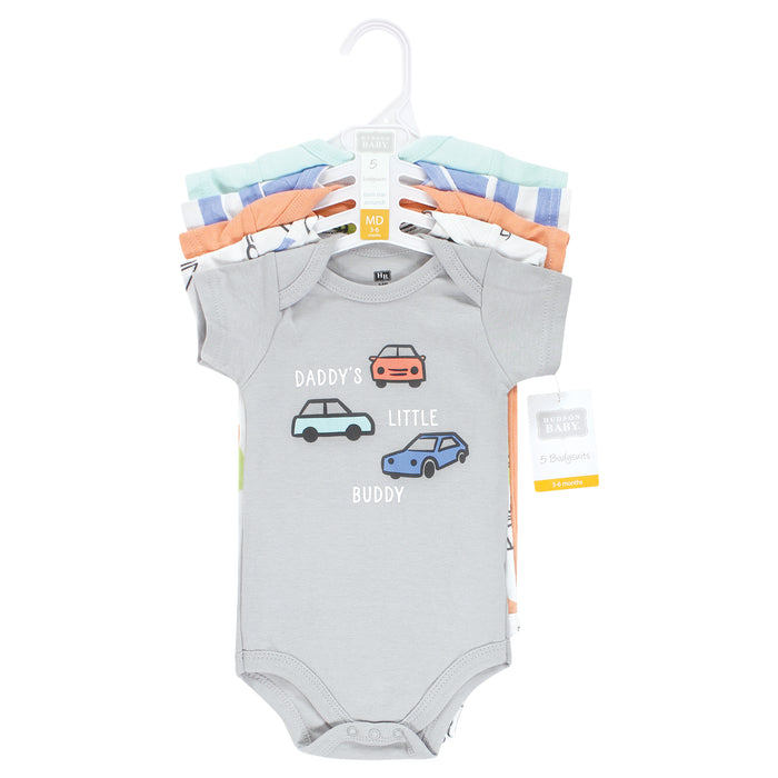 Hudson Baby 5-Pack Cotton Bodysuits, Fun Transportation