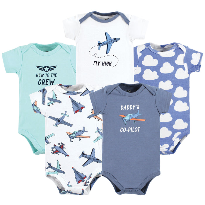 Hudson Baby 5-Pack Cotton Bodysuits, Fly High