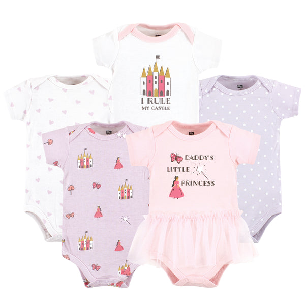 Hudson Baby Infant Girl Cotton Bodysuits, Princess Castle