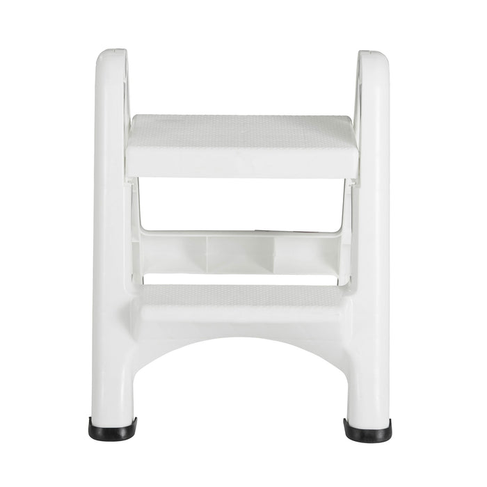 Rubbermaid EZ Two Step Durable Folding Plastic Ladder Step Stool, White (2 Pack)