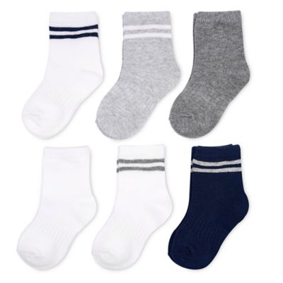 Goldbug 6 Pack Rib Crew Socks with Athletic Stripe