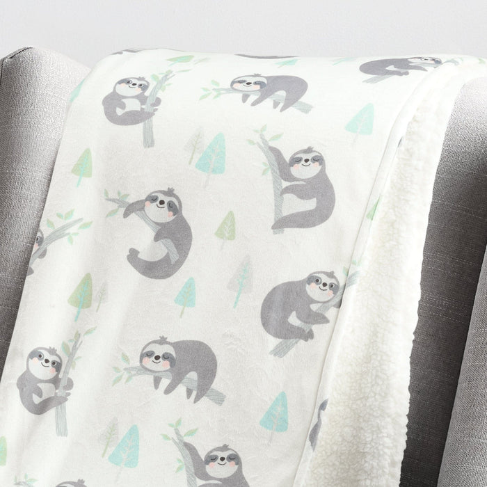 LushDecor Hygge Sloth Soft Sherpa Baby Blanket