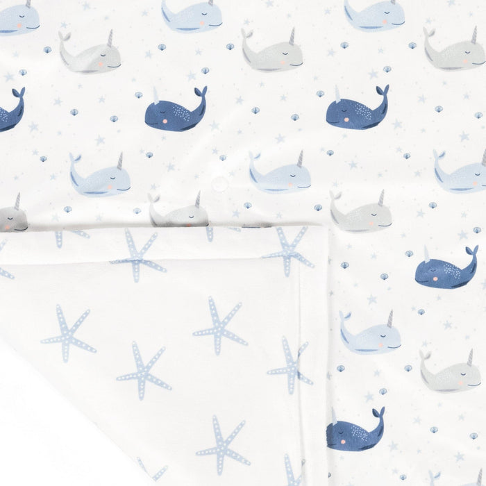 LushDecor Narwhal Starfish Reversible Soft & Plush Oversized Baby Blanket