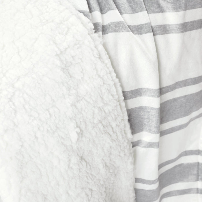 LushDecor Farmhouse Stripe Soft Sherpa Baby Blanket