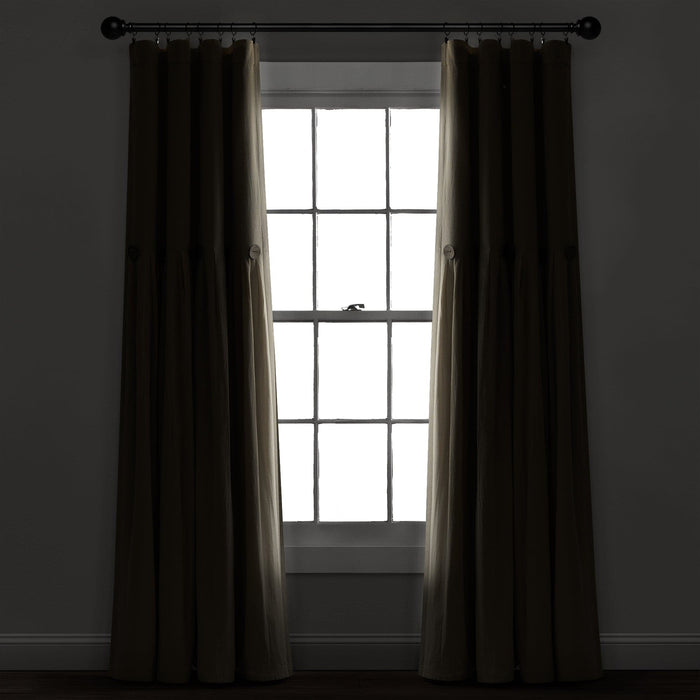 LushDecor Linen Button Lined 100% Blackout Window Curtain Panel