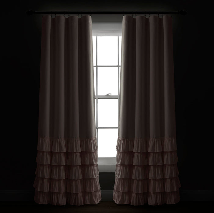 LushDecor Allison Ruffle 100% Blackout Window Curtain Panel