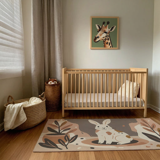 TeepeeJoy Bunny Rug for Kids and Nursery Rooms - Cottontail Calm